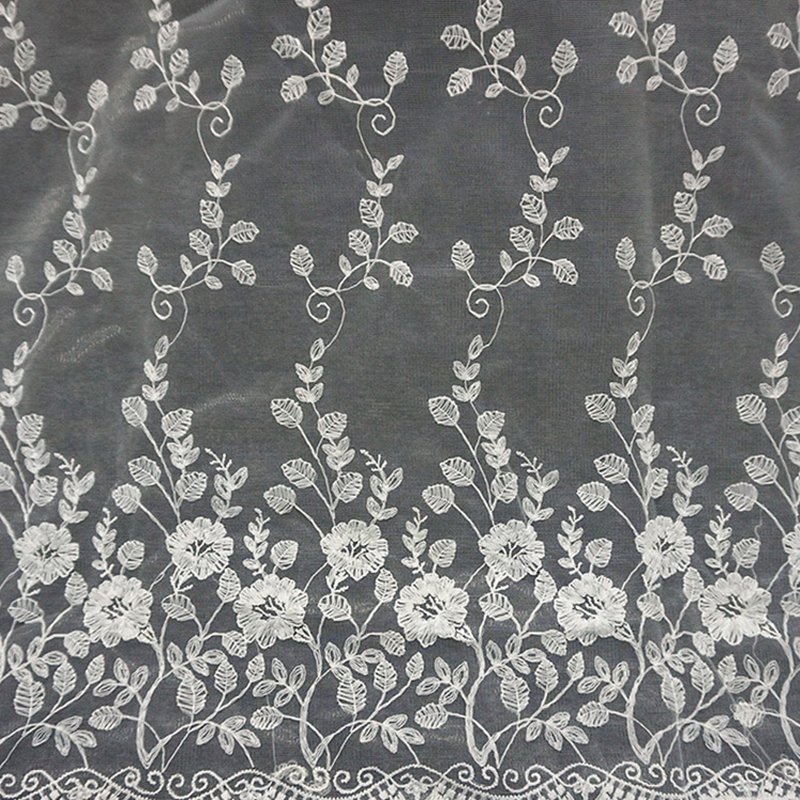 130CM Milk Silk Bridal Lace Trim Polyester Sequin Fabric for Bridal Wh