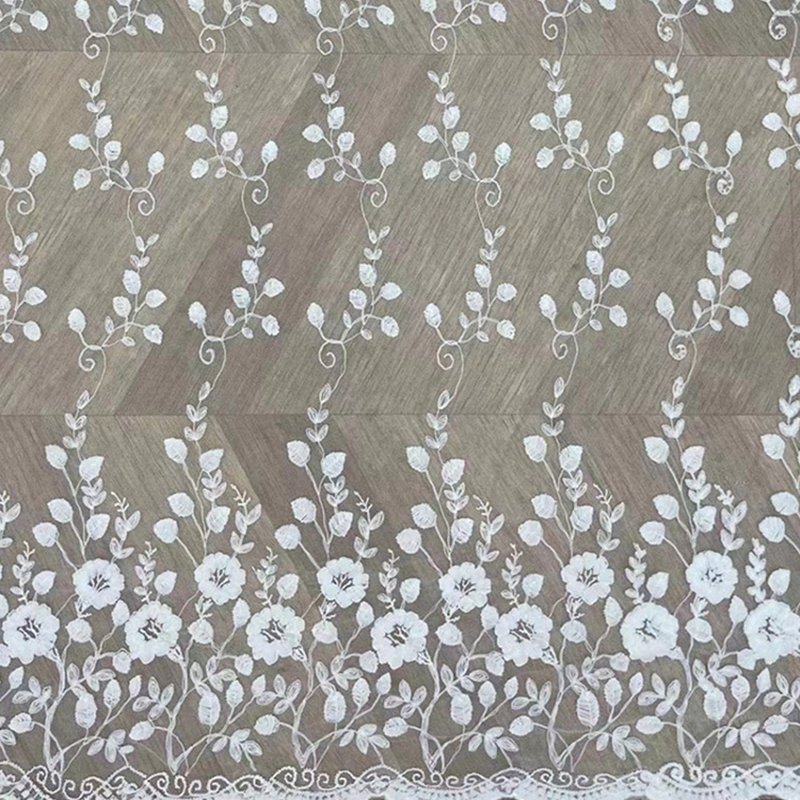 Embroidered Fabric Milk Silk Dress Polyester Sequin Fabric for Women's