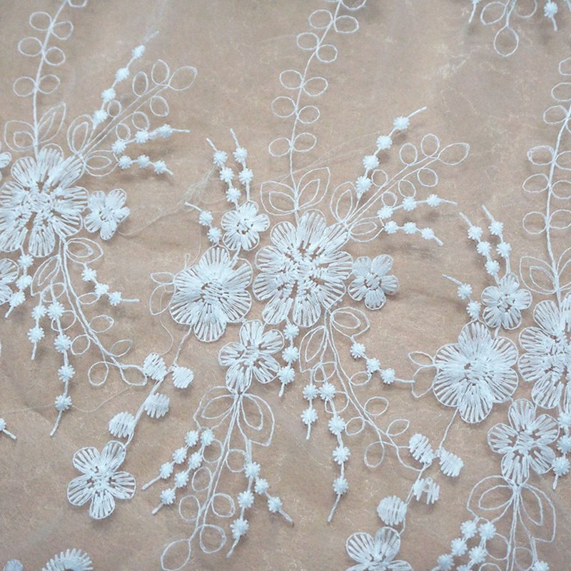 Embroidered Lace Milk Silk Water Soluble Polyester Sequin Fabric for A