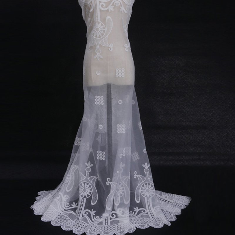 Lace Fabric Milk Silk Wave Polyester Sequin Fabric for Women's Wear Wh