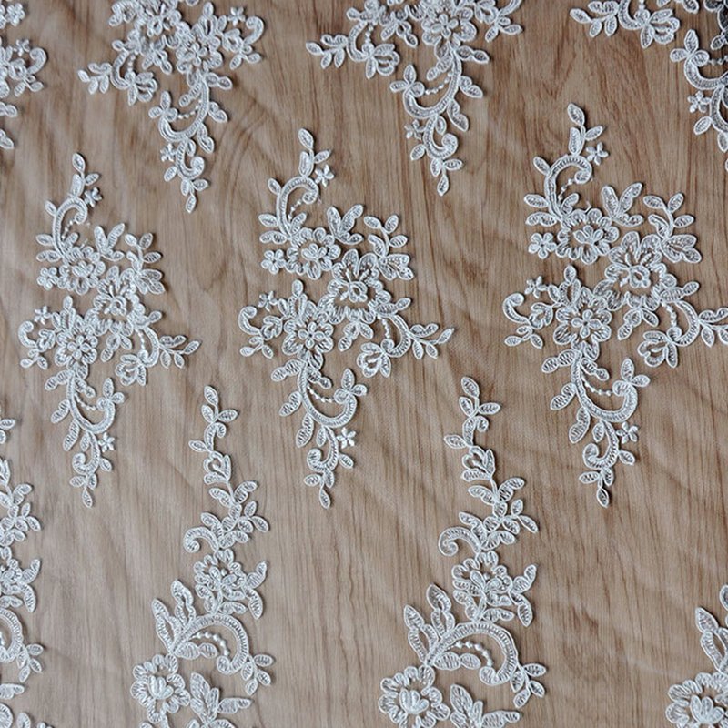 Lace Fabric DIY All-Over Polyester Warp Knit Sequin Fabric for Bridal