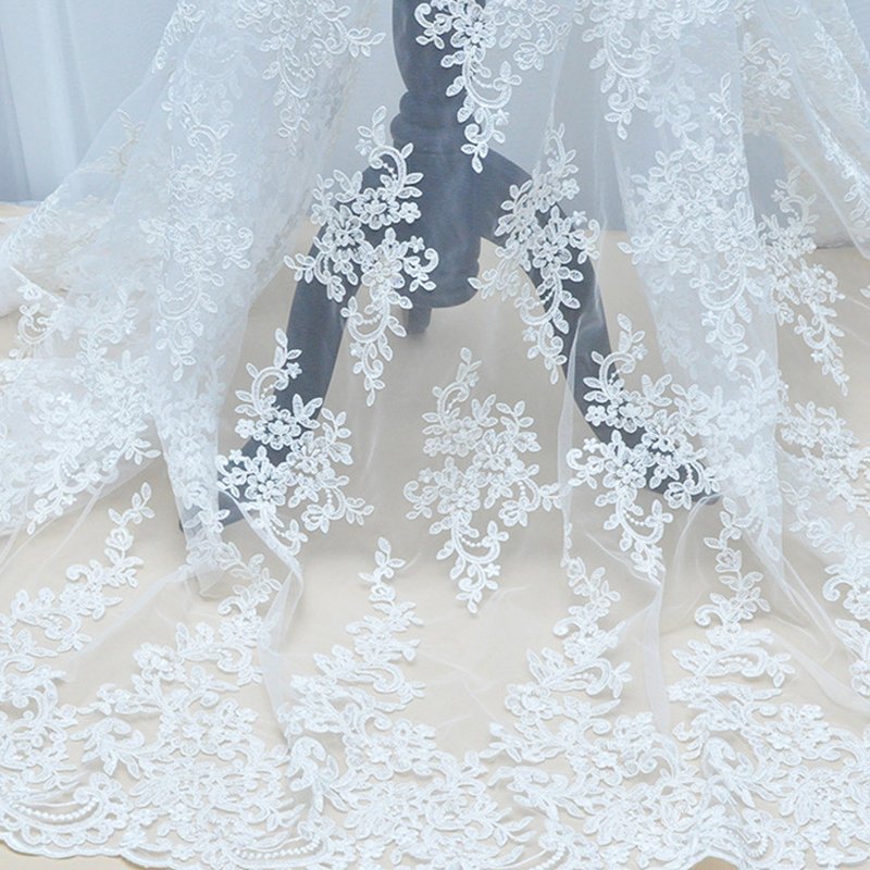 Lace Fabric DIY All-Over Polyester Warp Knit Sequin Fabric for Bridal