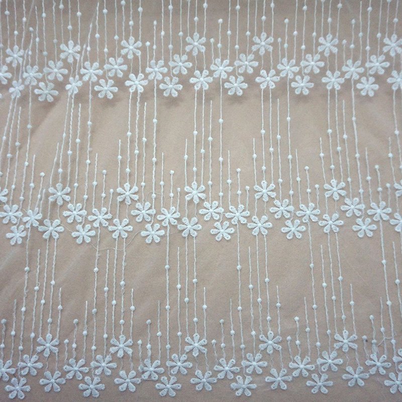 Water Soluble Lace Embroidered Fabric Milk Silk Polyester Sequin Fabri