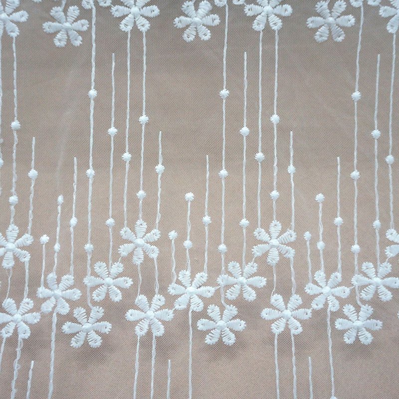 Water Soluble Lace Embroidered Fabric Milk Silk Polyester Sequin Fabri