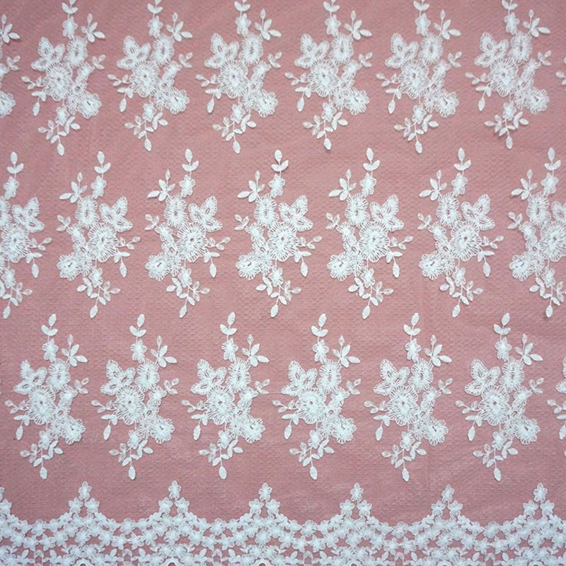 Embroidered Lace Milk Silk All-Over Polyester Sequin Fabric for Bridal