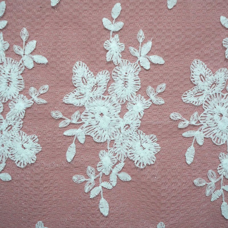 Embroidered Lace Milk Silk All-Over Polyester Sequin Fabric for Bridal