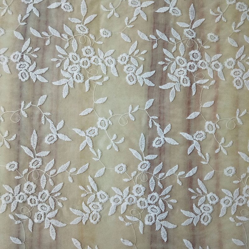 Embroidered Lace Milk Silk Water Soluble Polyester Sequin Fabric for W