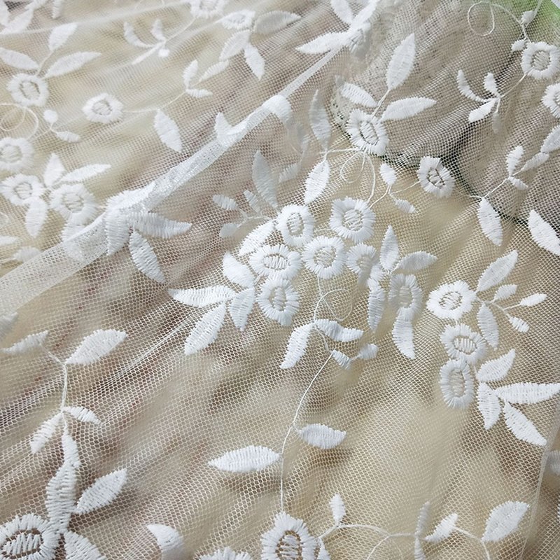 Embroidered Lace Milk Silk Water Soluble Polyester Sequin Fabric for W