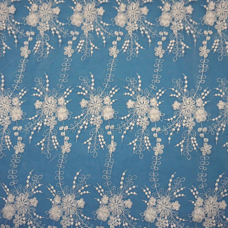 Water Soluble Lace Milk Silk All-Over Polyester Sequin Fabric for Brid