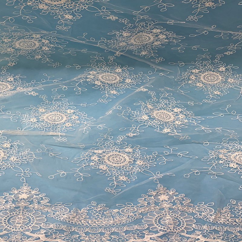 Lace Trim Scallop Edge Milk Silk Polyester Sequin Fabric for Women's W