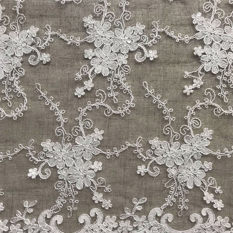 Lace Fabric Water Soluble Sequin Polyester Sequin Fabric for Bridal Wh