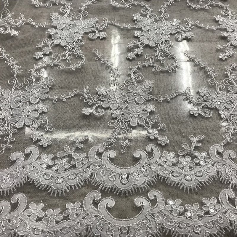 Lace Fabric Water Soluble Sequin Polyester Sequin Fabric for Bridal Wh