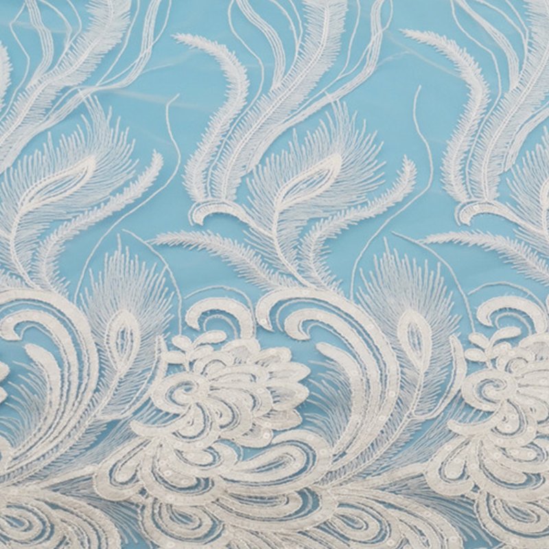 Lace Fabric Water Soluble Sequin Polyester Sequin Fabric for Bridal Wh