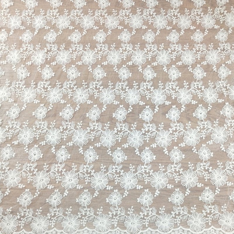 Embroidered Lace Water Soluble Bridal Polyester Sequin Fabric for Wome