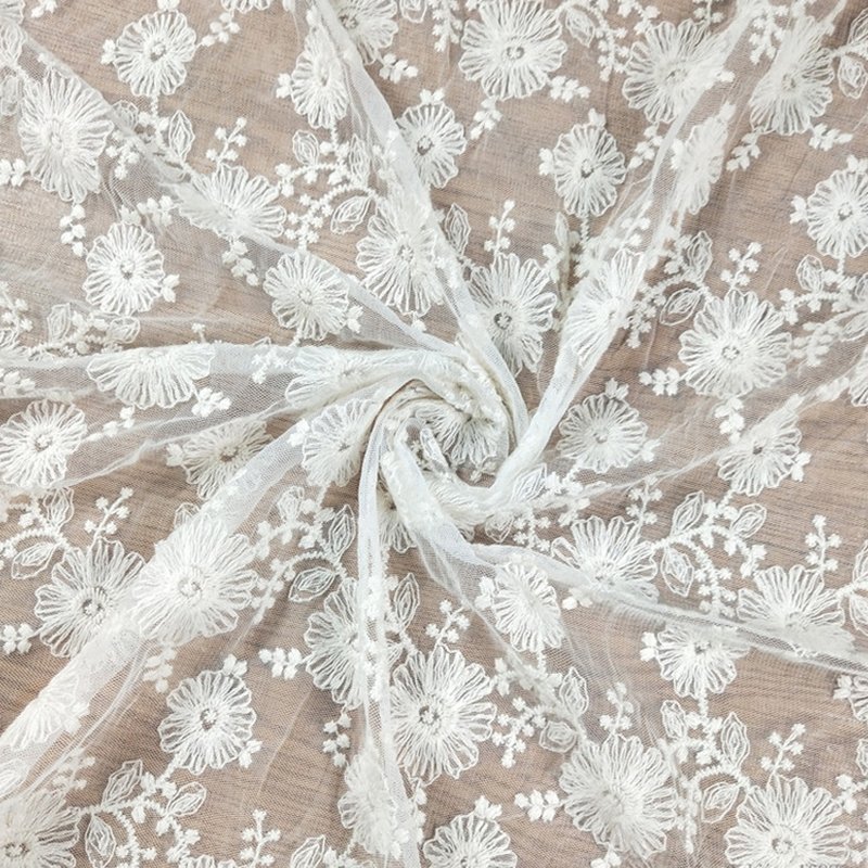 Embroidered Lace Water Soluble Bridal Polyester Sequin Fabric for Wome