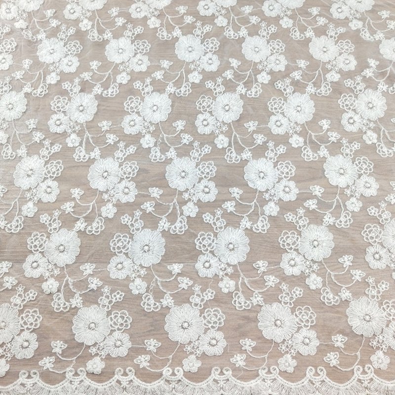 Embroidered Lace Water Soluble Bridal Polyester Sequin Fabric for Wome