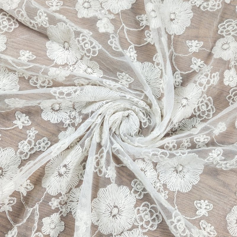 Embroidered Lace Water Soluble Bridal Polyester Sequin Fabric for Wome