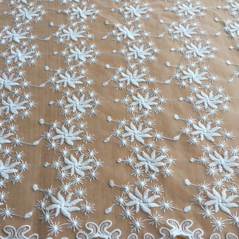 Embroidered Lace Milk Silk Dress Polyester Sequin Fabric for Women's W