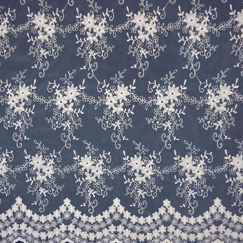 Water Soluble Lace Embroidered Fabric All-Over Embroidery Polyester Se