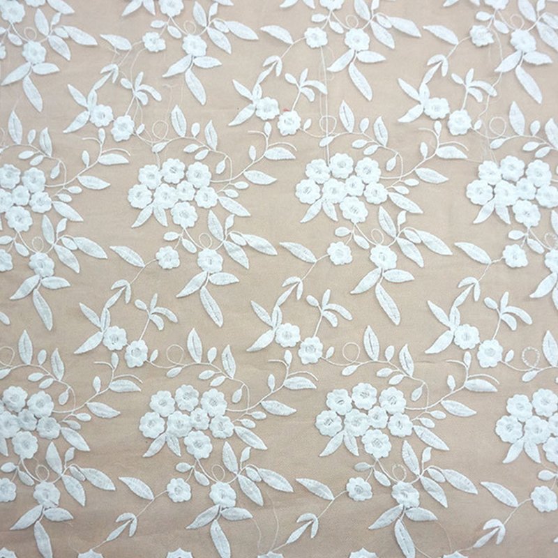 All-Over Lace Milk Silk All-Over Polyester Sequin Fabric for Bridal Wh