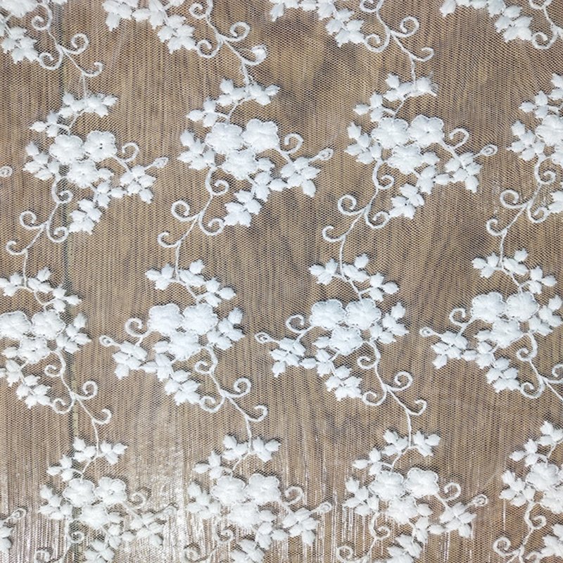 Lace Trim Embroidered Fabric Milk Silk Polyester Sequin Fabric for Kid