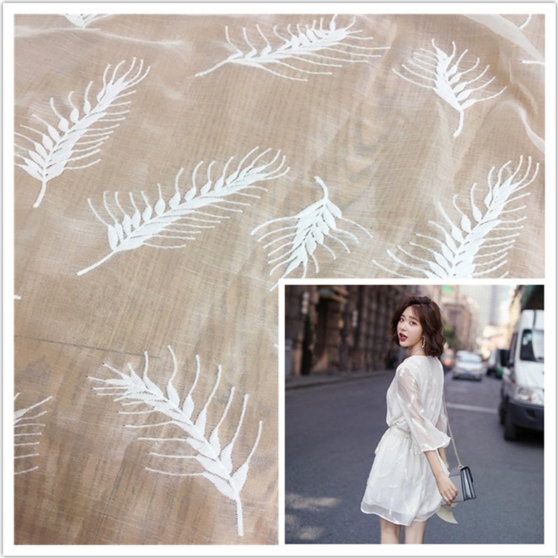 Embroidered Fabric Dress White Polyester Sequin Fabric for Women's Wea 7