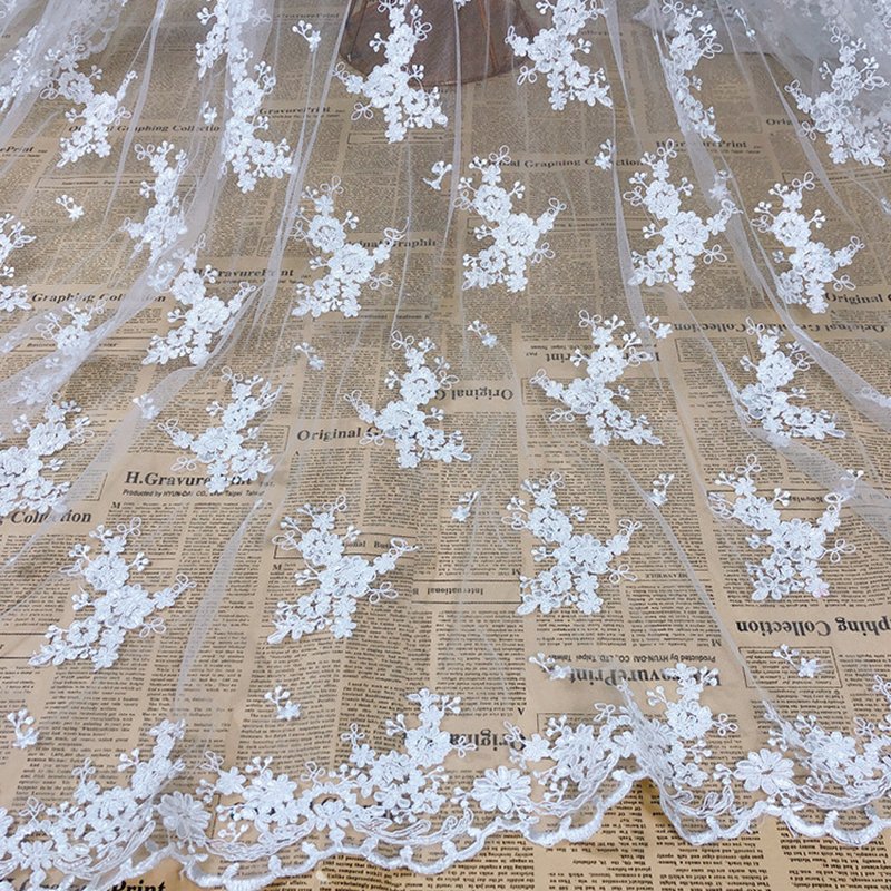 125cm Embroidered Lace Embroidered Fabric Water Soluble Polyester Sequ