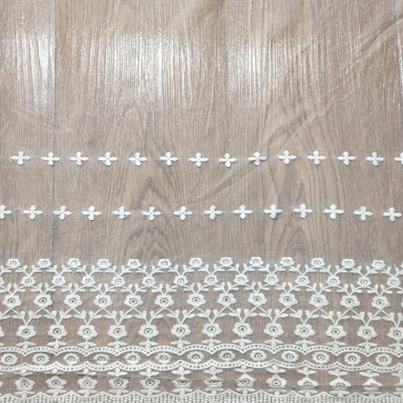 Lace Trim Double Edge Placement Polyester Sequin Fabric for Apparel Wh