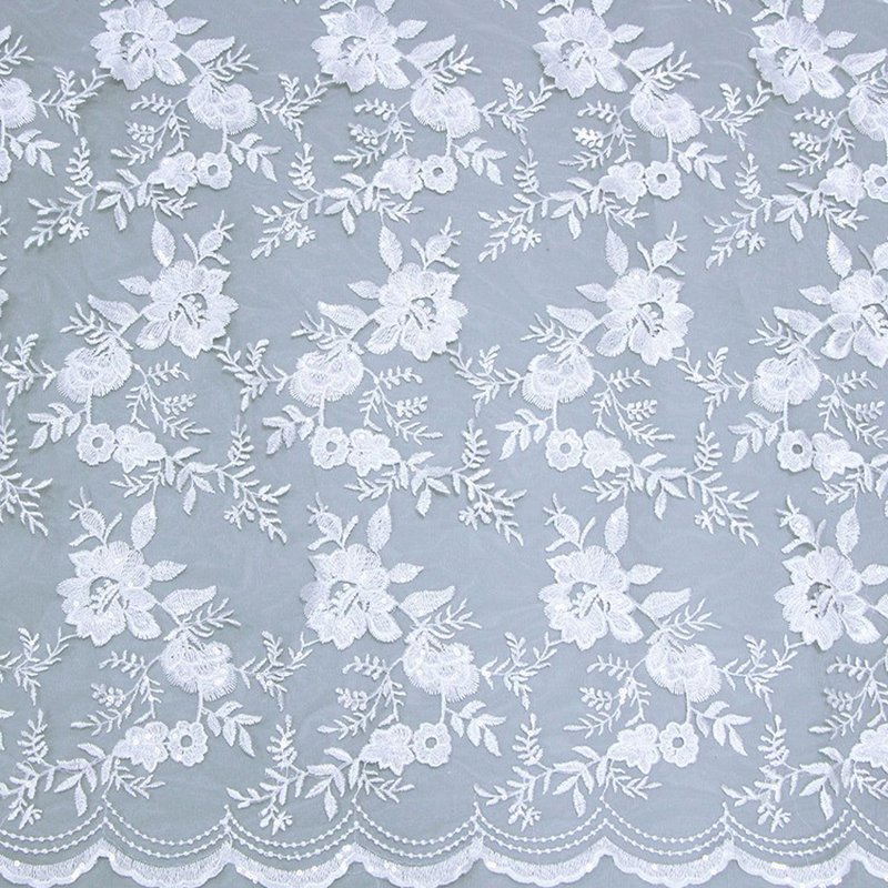 Embroidered Fabric Rose Sequin Polyester Sequin Fabric for Women's Wea