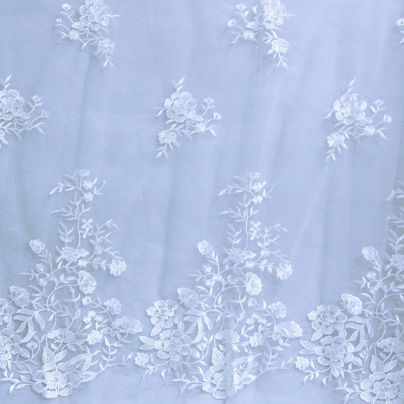 Lace Fabric Double Edge White Polyester Sequin Fabric for Women's Wear