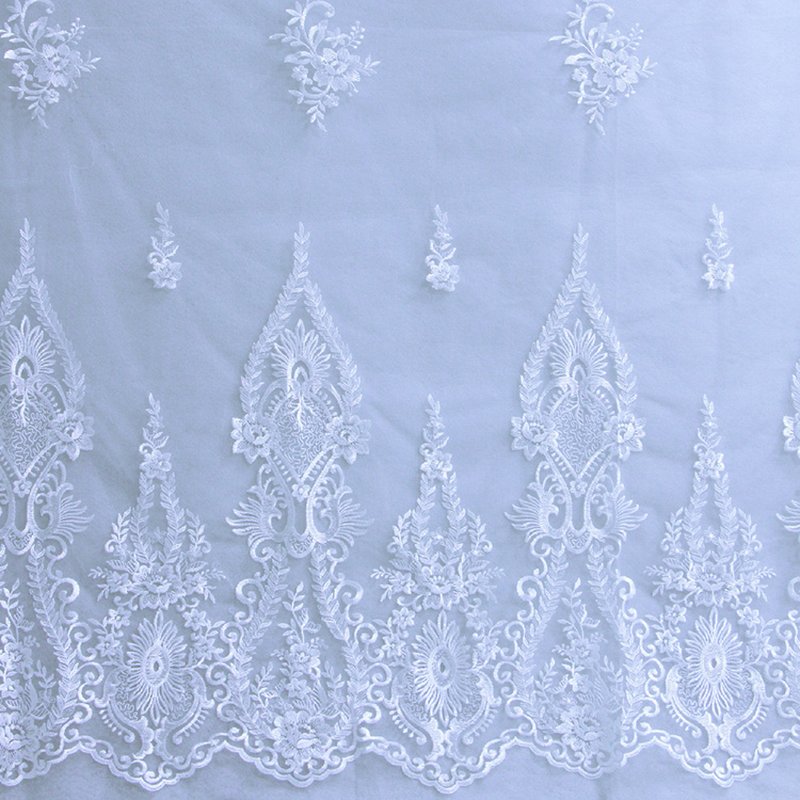 Dress Single Edge White Polyester Sequin Fabric for Women's Wear Whole