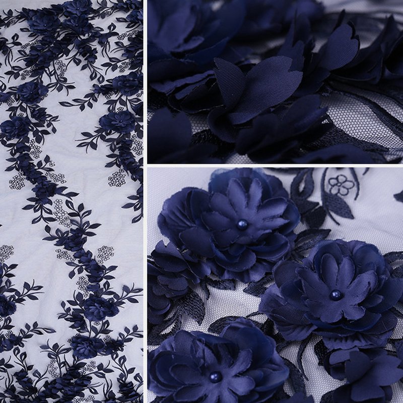Embroidered Fabric Bridal Evening Polyester Sequin Fabric for Bridal W 12