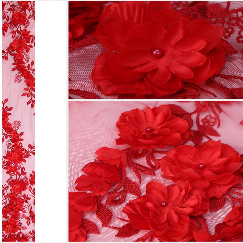 Embroidered Fabric Bridal Evening Polyester Sequin Fabric for Bridal W 14