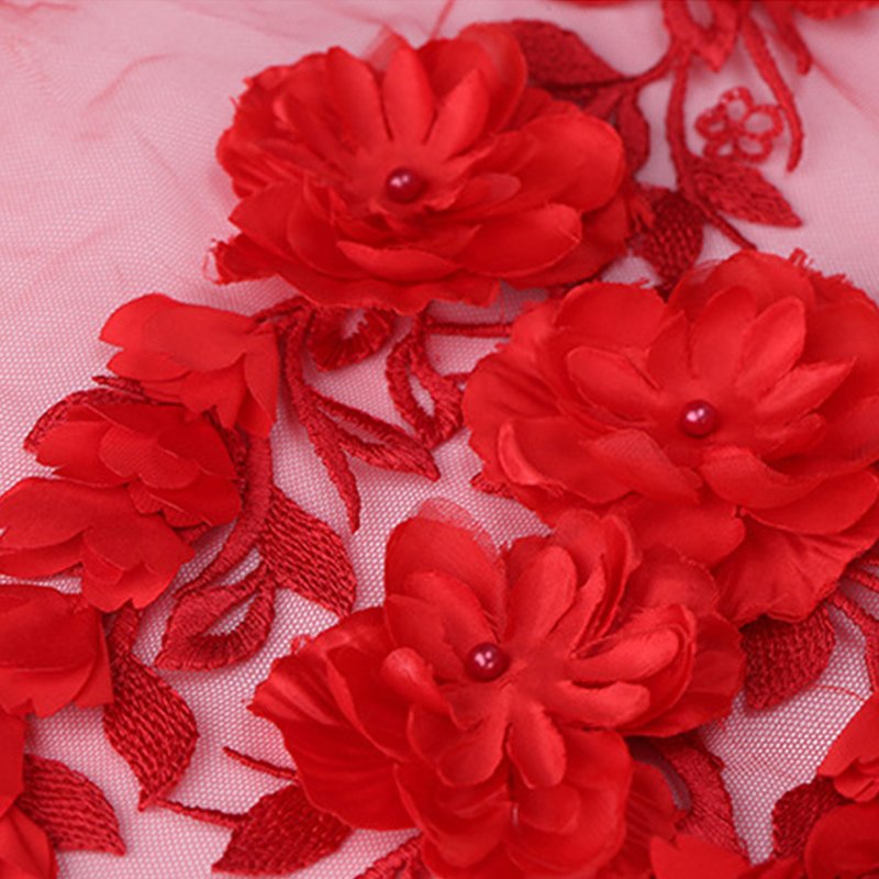 Embroidered Fabric Bridal Evening Polyester Sequin Fabric for Bridal W 8