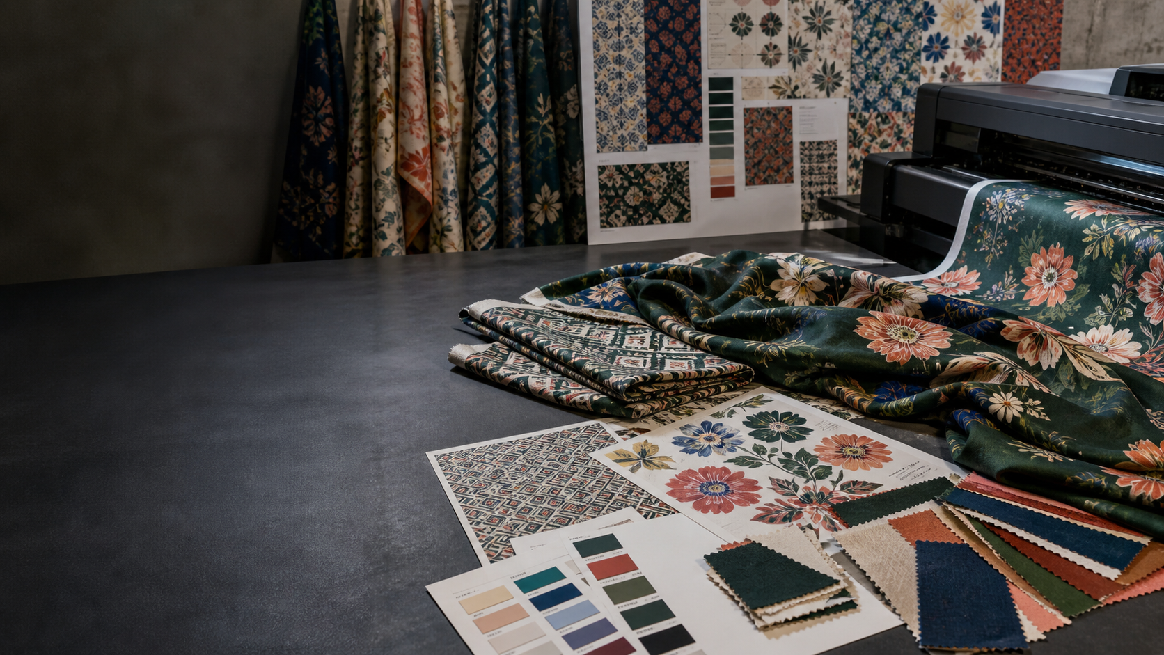 Pattern artwork, colorways and printed fabric development