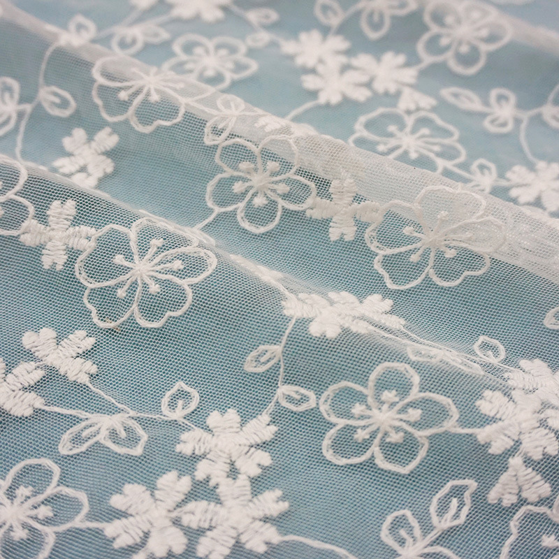 Milk Silk Lace Trim Embroidered Fabric for Women's Wear Wholesale Supp 1