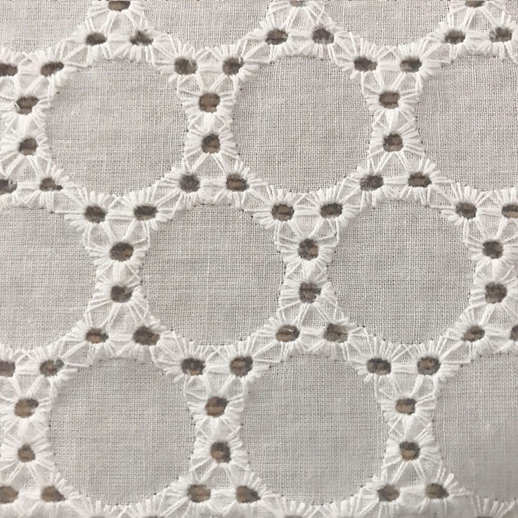 60-count Cutwork Eyelet 100% Cotton Embroidered Fabric for Women's Wear Who