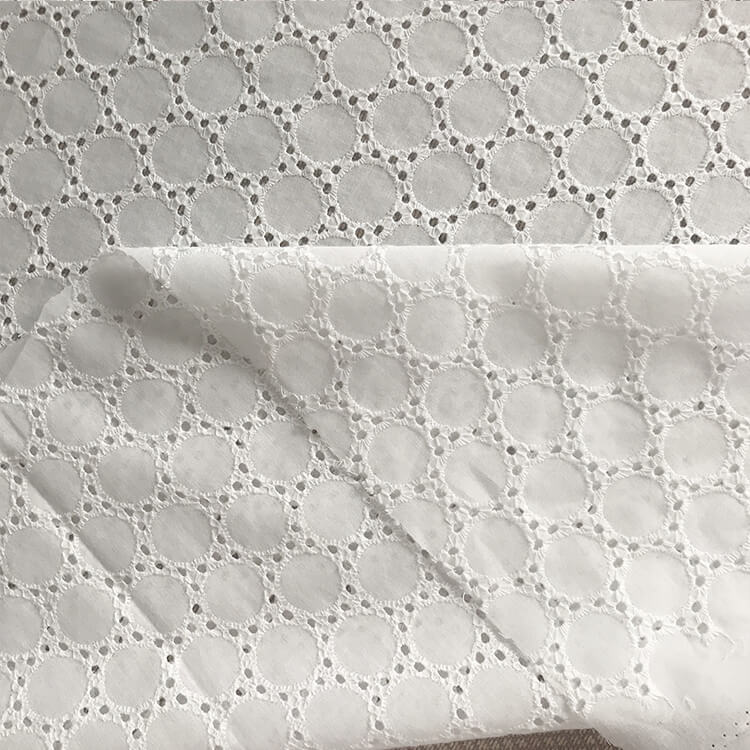 60-count Cutwork Eyelet 100% Cotton Embroidered Fabric for Women's Wear Who