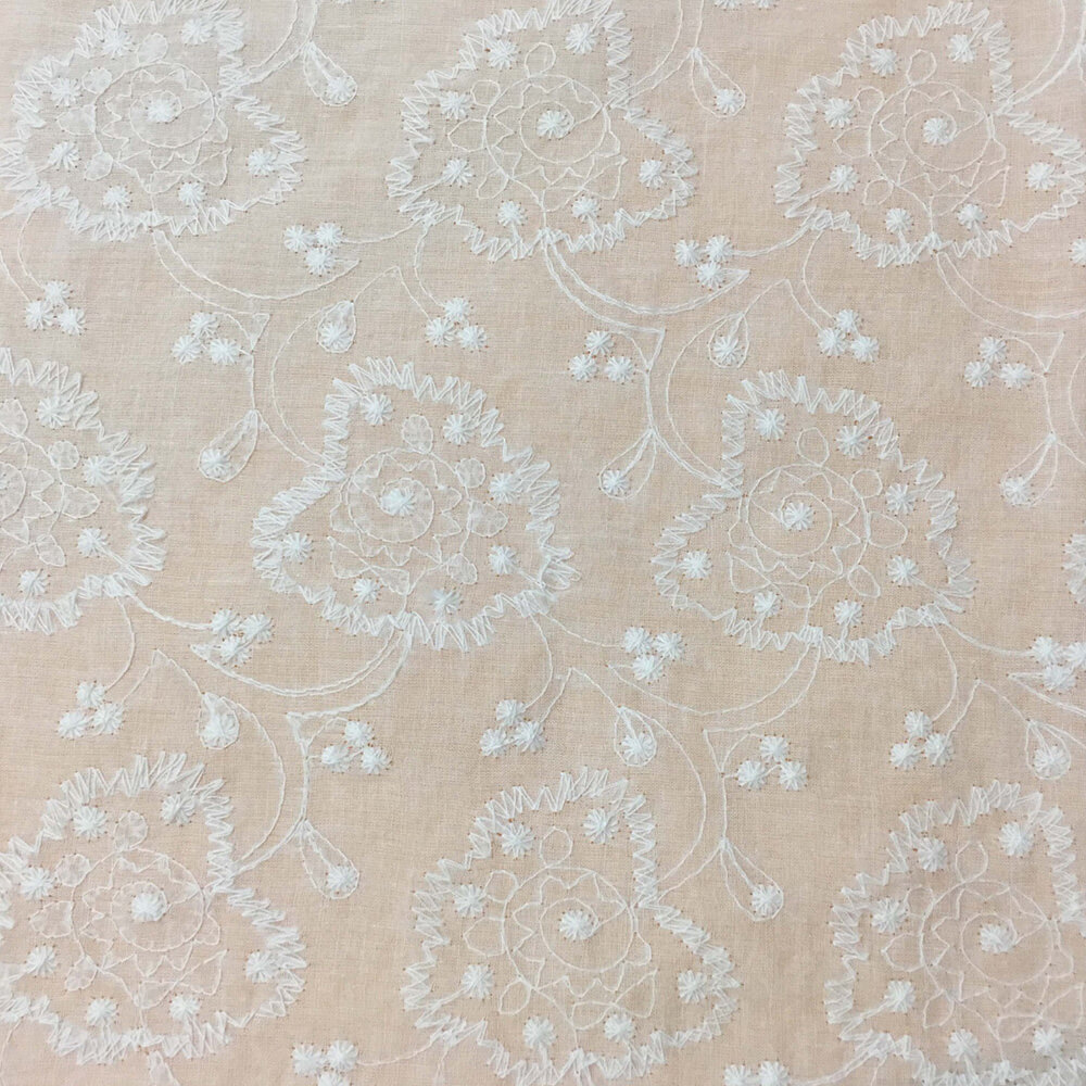 Embroidered Fabric Heart White Polyester for Women's Wear Wholesale Su