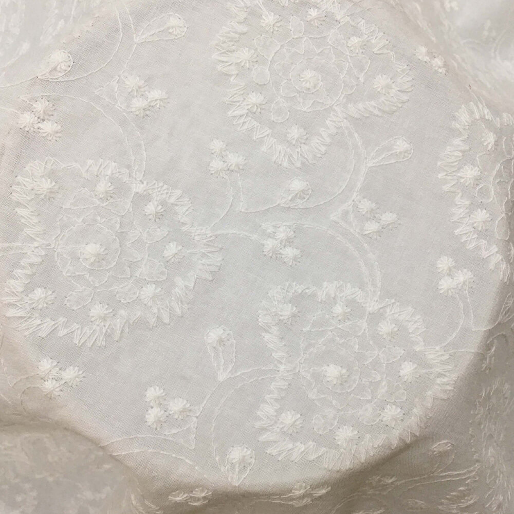 Embroidered Fabric Heart White Polyester for Women's Wear Wholesale Su 1