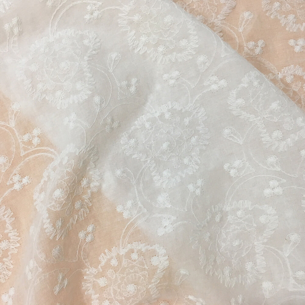 Embroidered Fabric Heart White Polyester for Women's Wear Wholesale Su 4