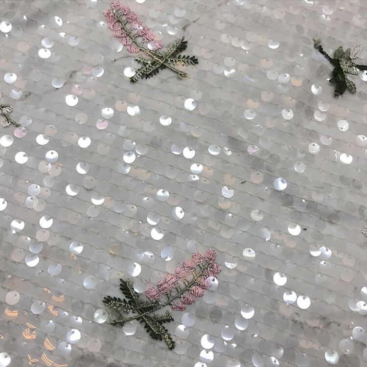 Dress Sequin Women's Polyester Embroidered Fabric for Women's Wear Who