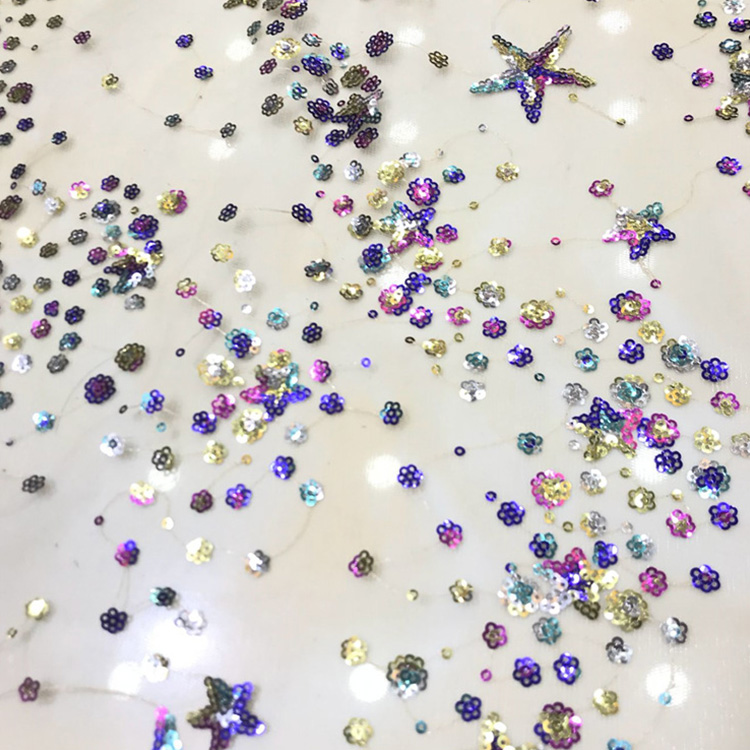 Sequin Evening Women's Polyester Embroidered Fabric for Women's Wear W 8