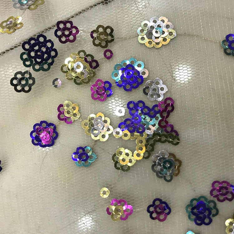 Sequin Evening Women's Polyester Embroidered Fabric for Women's Wear W